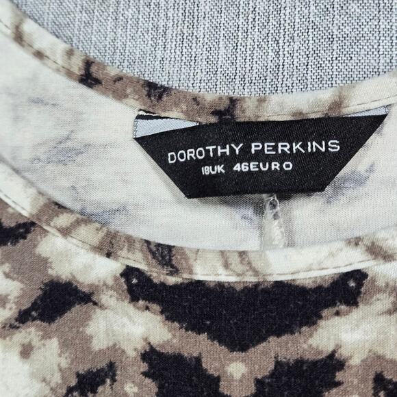 Dorothy Perkins Wom 14 Short Sleeve Brown Tie Dye Dress Spring Summer Comfort - Picture 8 of 9